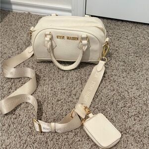 Steve Madden Ivory Crossbody Bag with Gold Accents